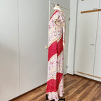 90s Floral Bias Cut Maxi Dress & Scarf French Vintage Viscose Romantic Boho Day Dress