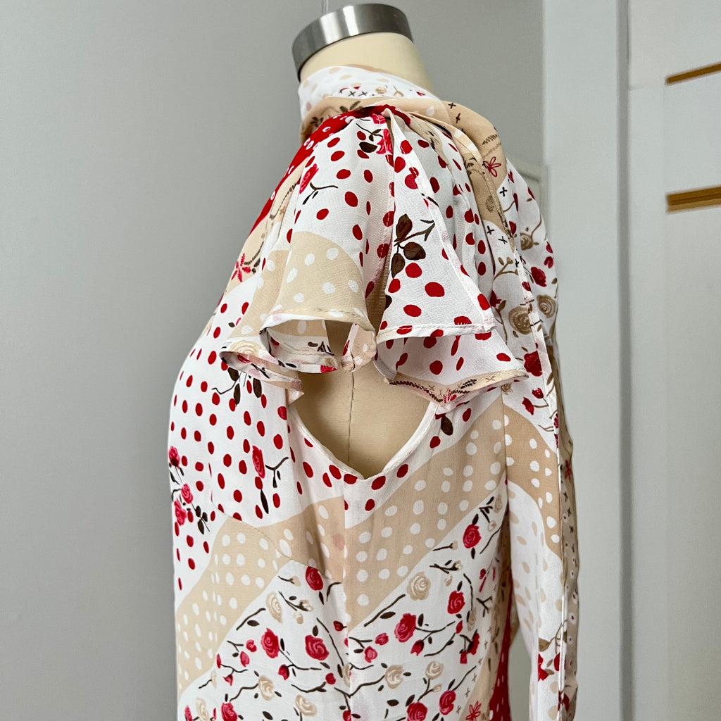 90s Floral Bias Cut Maxi Dress & Scarf French Vintage Viscose Romantic Boho Day Dress