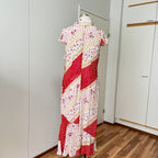 90s Floral Bias Cut Maxi Dress & Scarf French Vintage Viscose Romantic Boho Day Dress