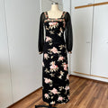 1970s Vintage Floral Boho Maxi Dress-French Vintage Sheer Split Sleeves
