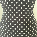 90s Viscose Polka Dot Slip Dress Ruffle Hem Spaghetti Straps Midi Asymmetric Dress EU 38