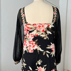 1970s Vintage Floral Boho Maxi Dress-French Vintage Sheer Split Sleeves