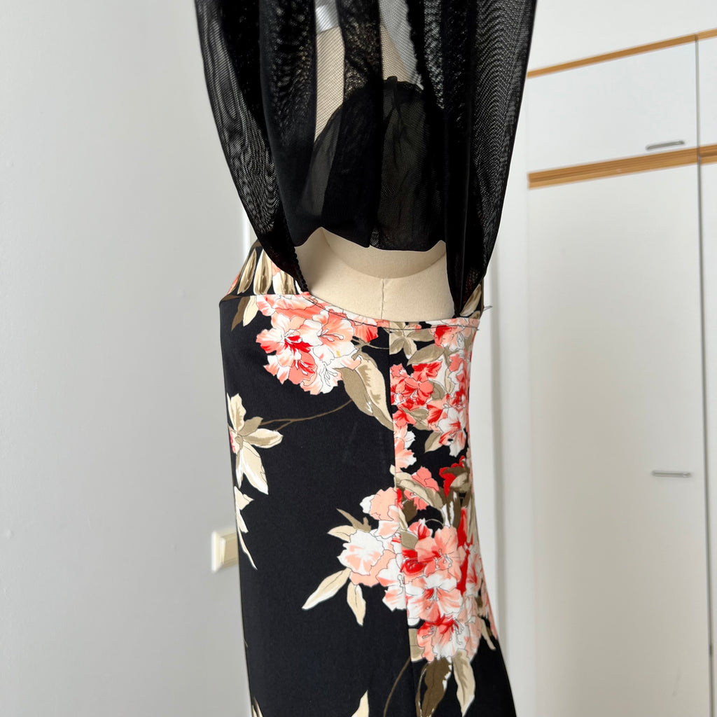 1970s Vintage Floral Boho Maxi Dress-French Vintage Sheer Split Sleeves