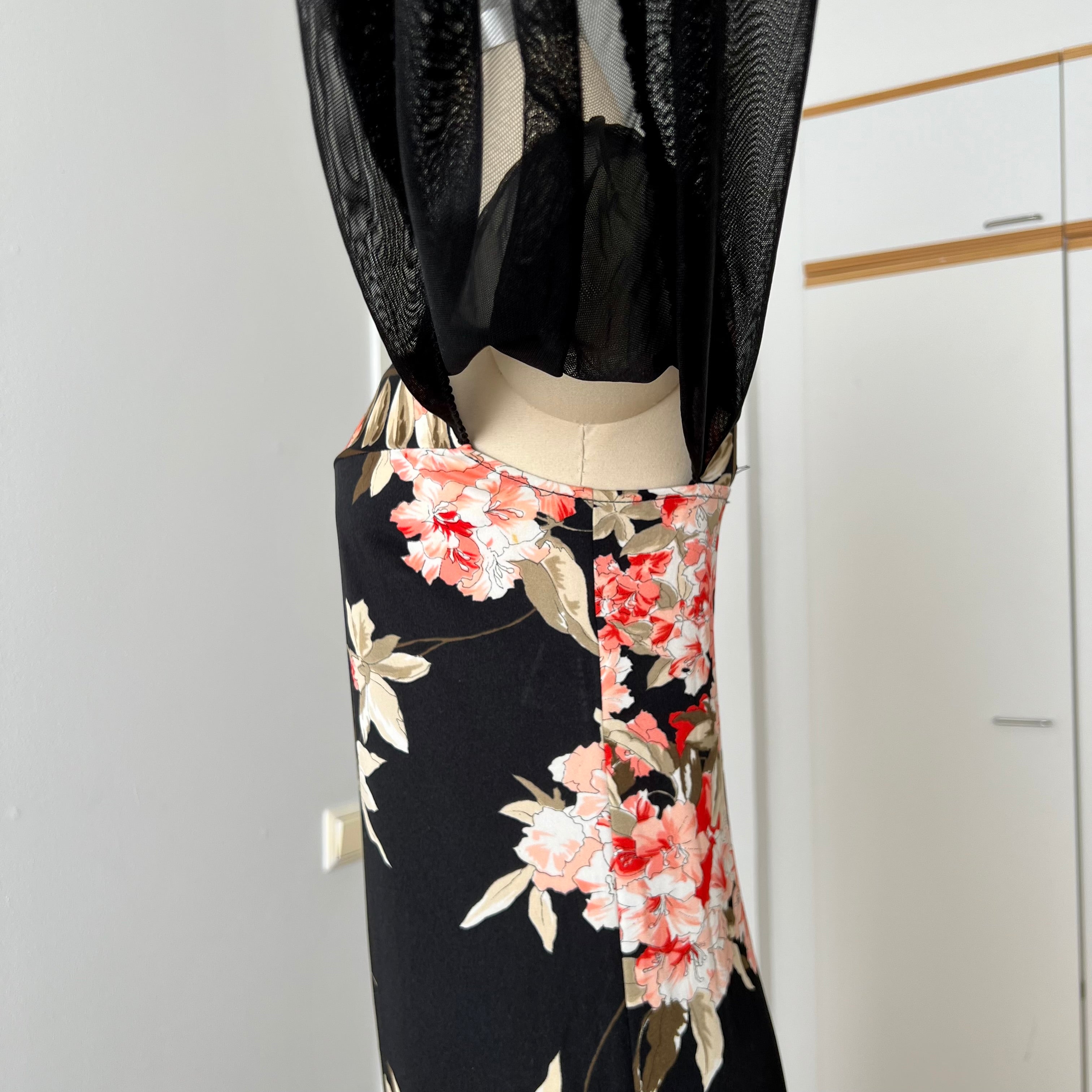 1970s Vintage Floral Boho Maxi Dress-French Vintage Sheer Split Sleeves
