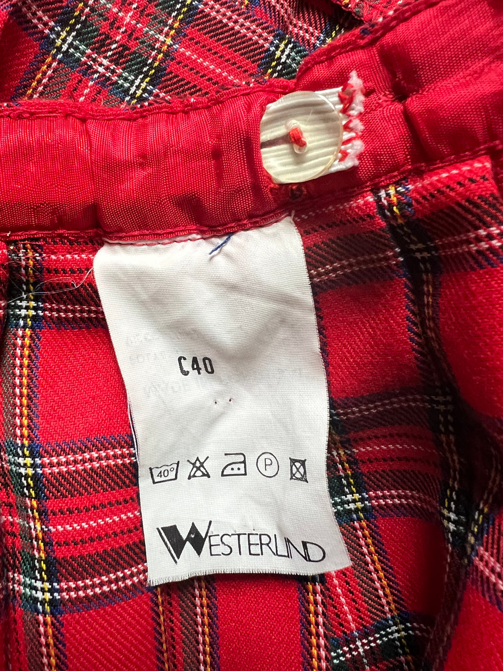1980s Red Plaid Pleated Midi Skirt High Waist Tartan Kilt Skirt Dark Academia Midi Skirt