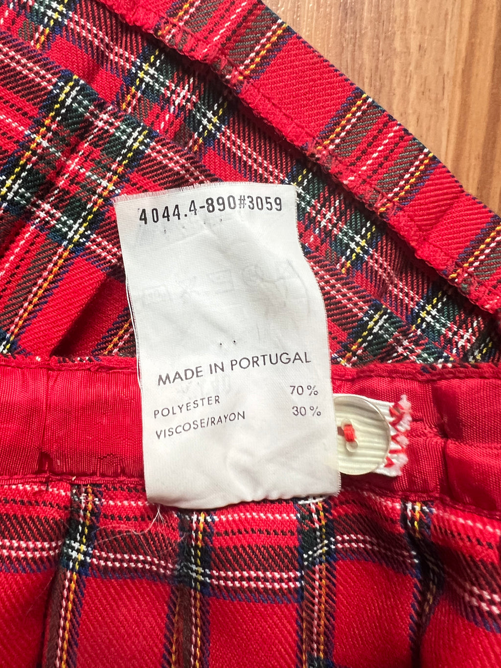 1980s Red Plaid Pleated Midi Skirt High Waist Tartan Kilt Skirt Dark Academia Midi Skirt
