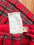1980s Red Plaid Pleated Midi Skirt High Waist Tartan Kilt Skirt Dark Academia Midi Skirt