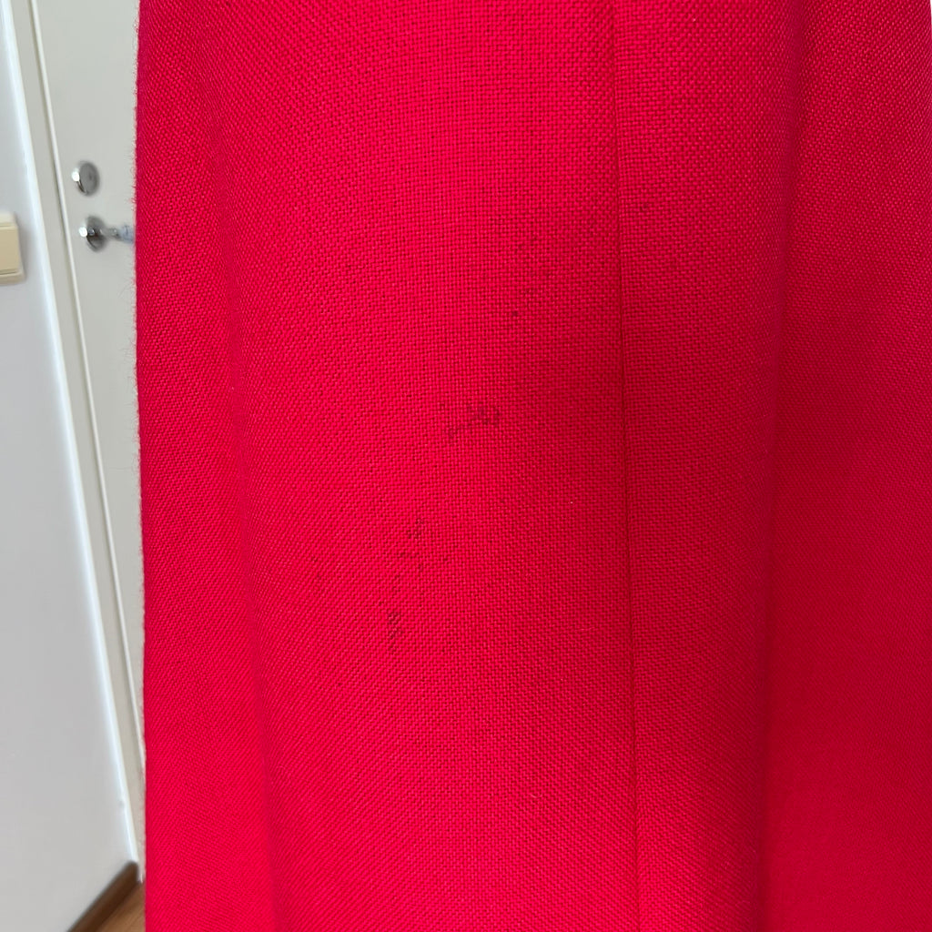 1970s Vintage Red Wool Maxi Dress Empire Waist Flutter Sleeves Floor Length Dress