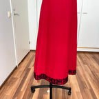 1970s Vintage Red Wool Maxi Dress Empire Waist Flutter Sleeves Floor Length Dress