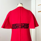 1970s Vintage Red Wool Maxi Dress Empire Waist Flutter Sleeves Floor Length Dress