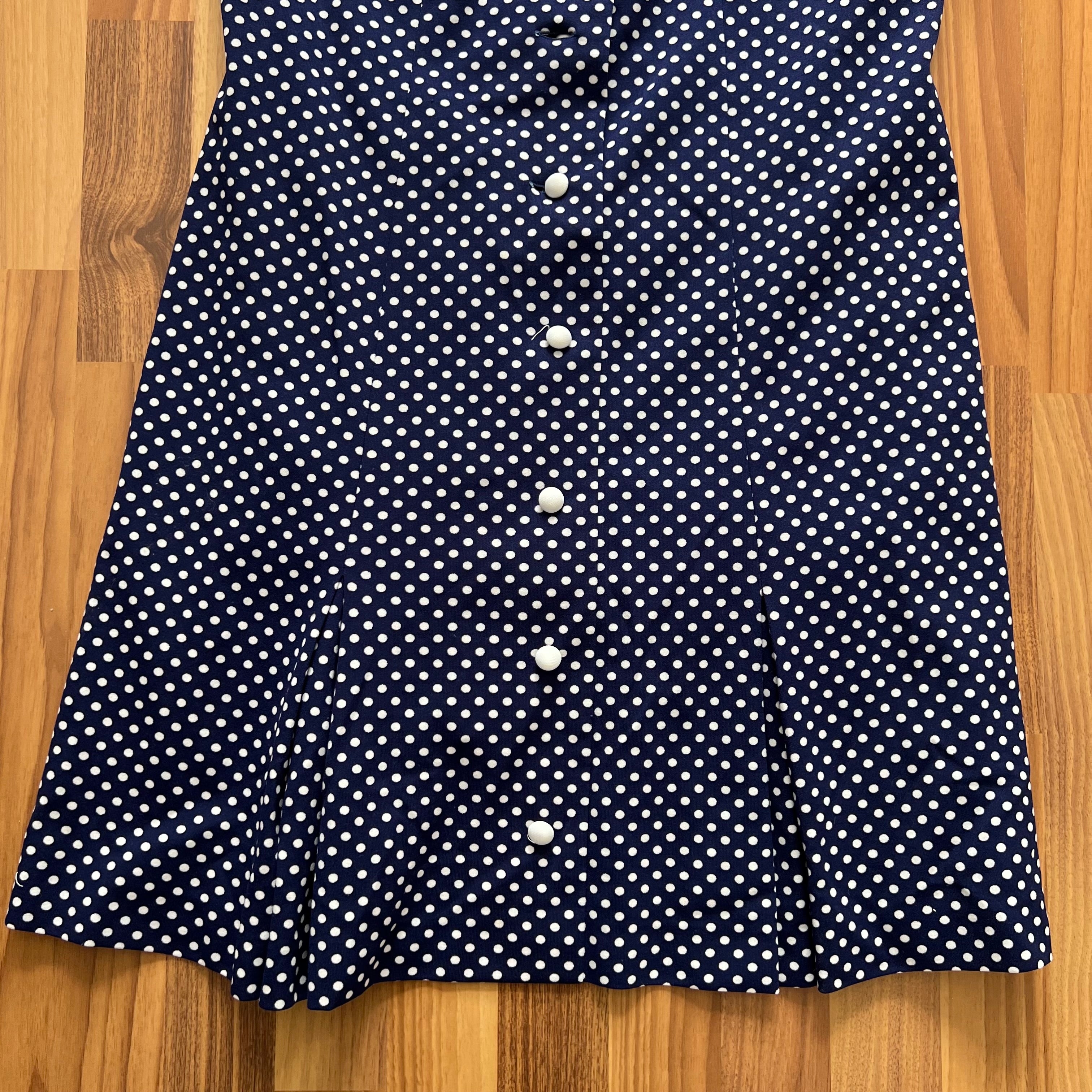 1970s DIOLEN Polka Dot Mod Mini Dress Retro GOGO Twiggy Style Button Front EU 44