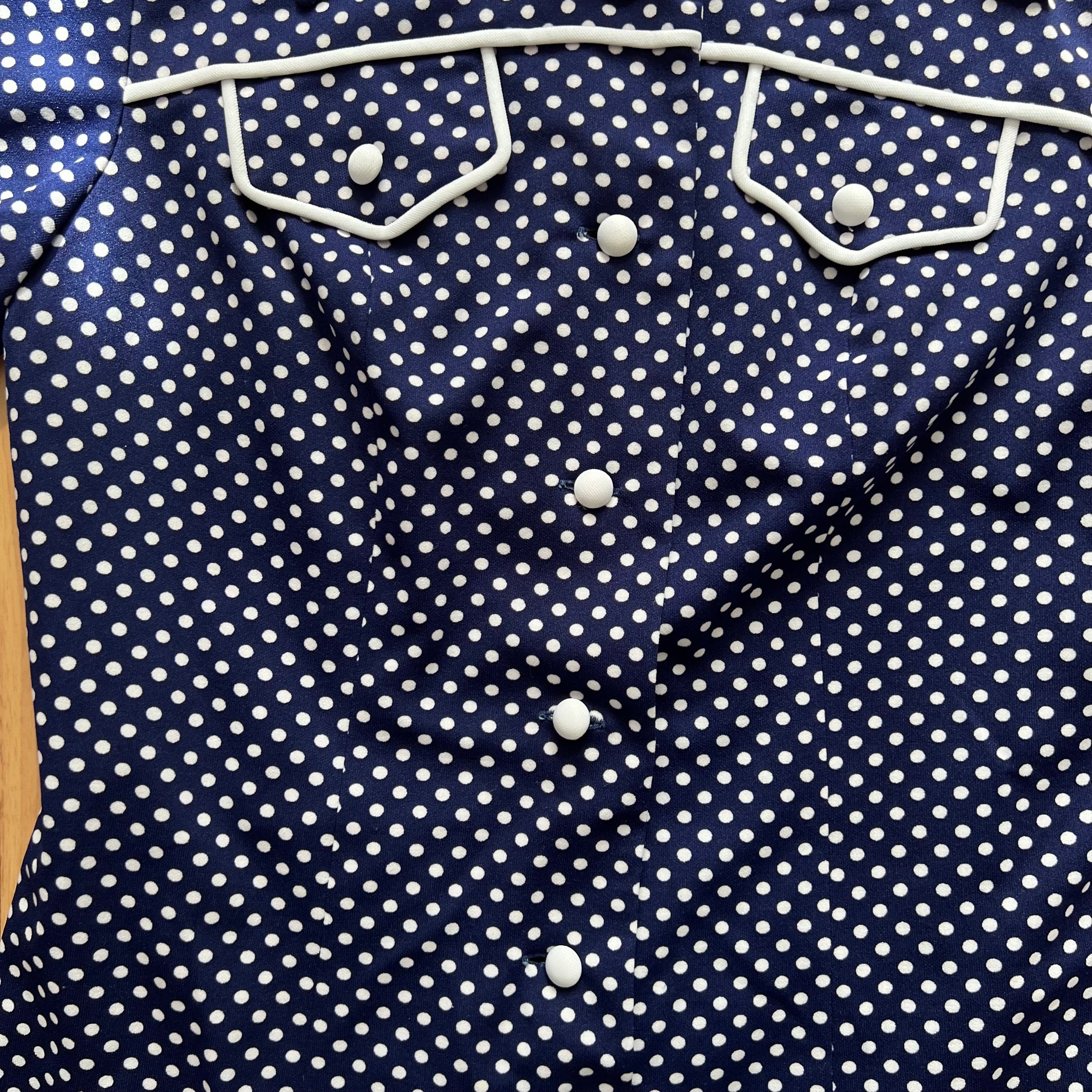 1970s DIOLEN Polka Dot Mod Mini Dress Retro GOGO Twiggy Style Button Front EU 44