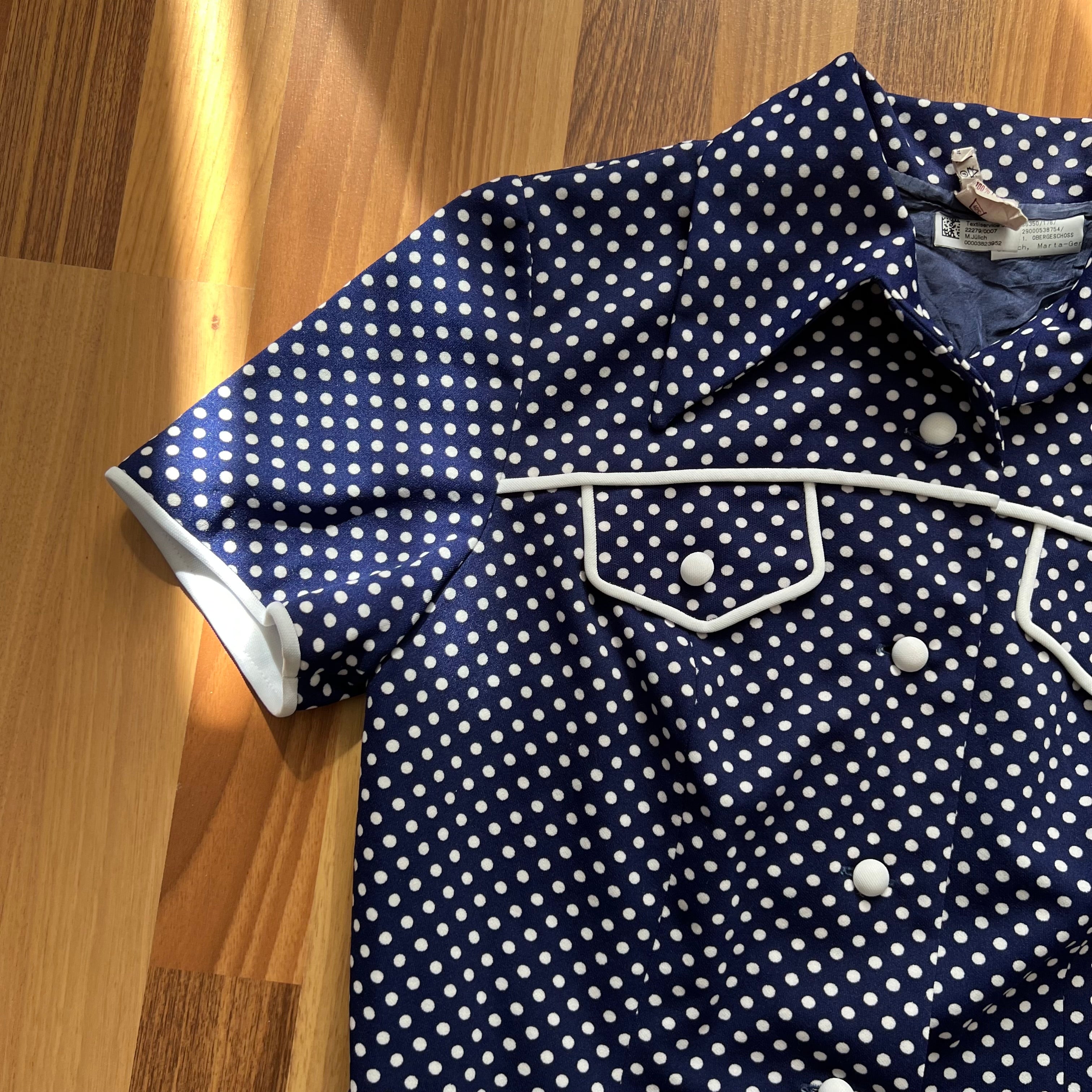 1970s DIOLEN Polka Dot Mod Mini Dress Retro GOGO Twiggy Style Button Front EU 44