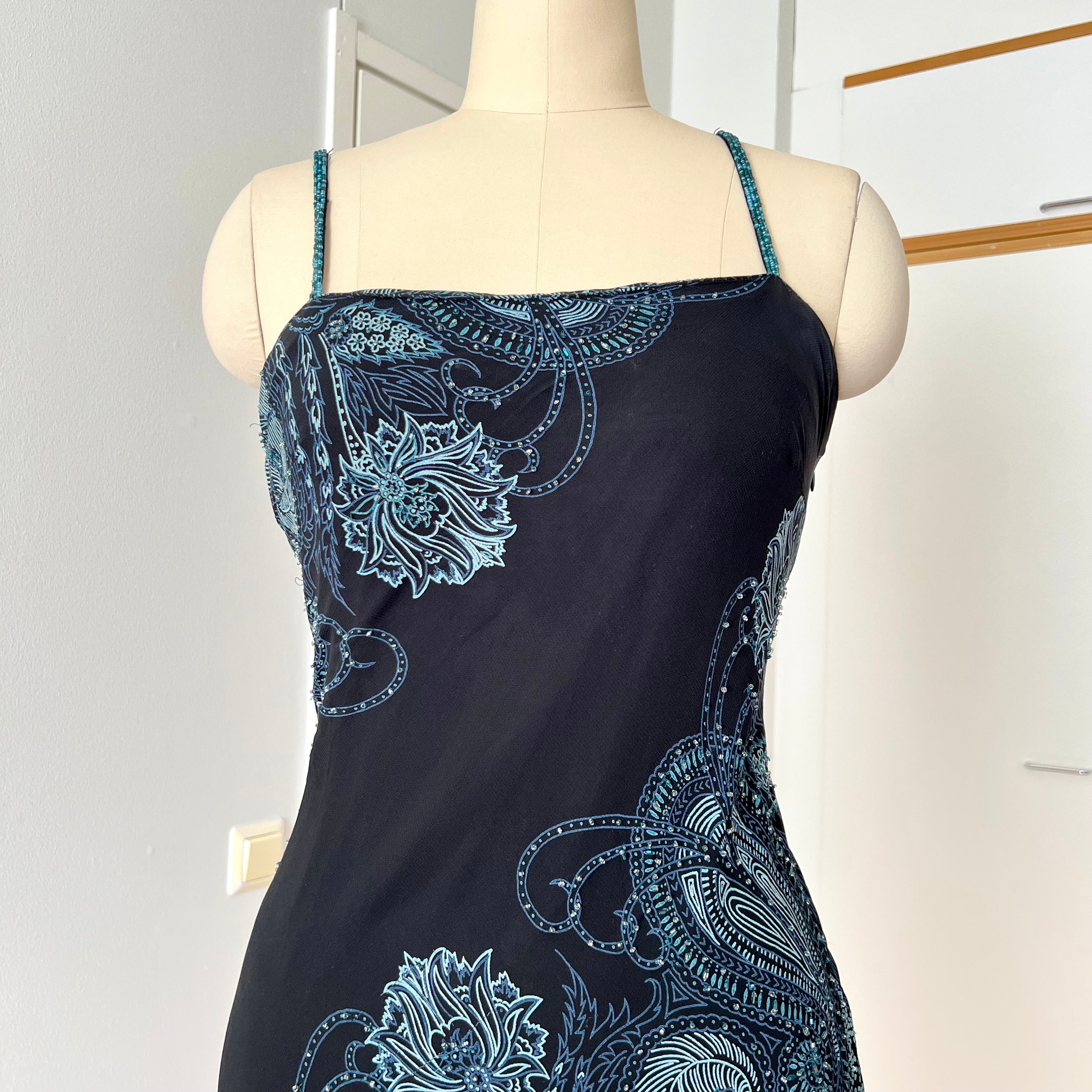 Y2K Paisley Beaded Midi Dress Whimsygoth Fairy Asymmetrical Dress Size 6