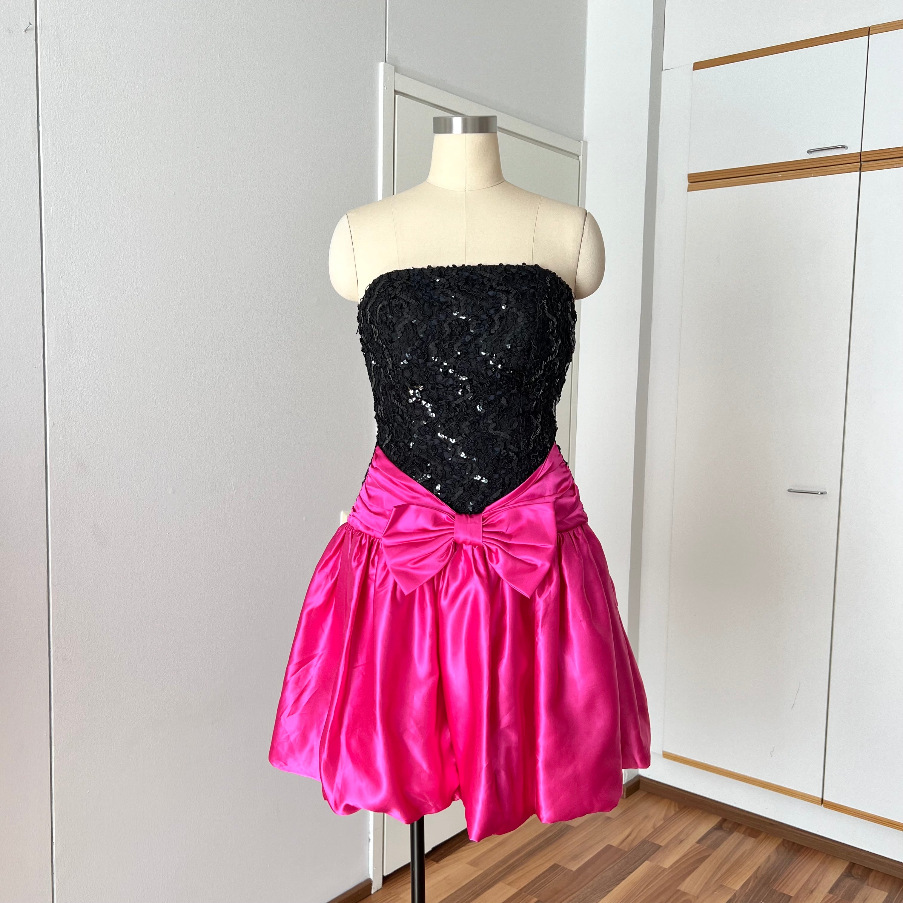 1980s SCARLETT NITE Sequins Party Dress-Vintage Strapless Prom Party Dress ILGWU