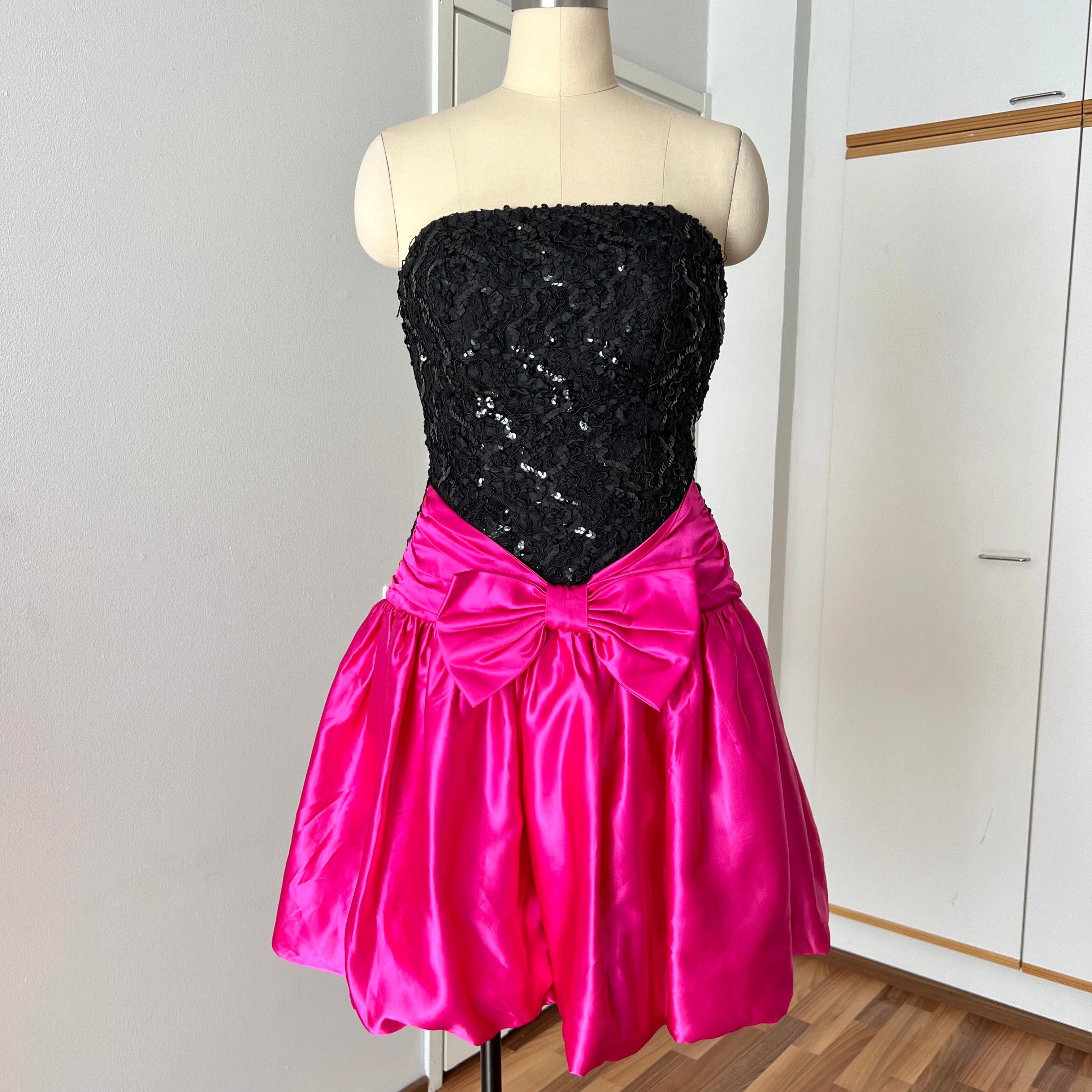 1980s SCARLETT NITE Sequins Party Dress-Vintage Strapless Prom Party Dress ILGWU
