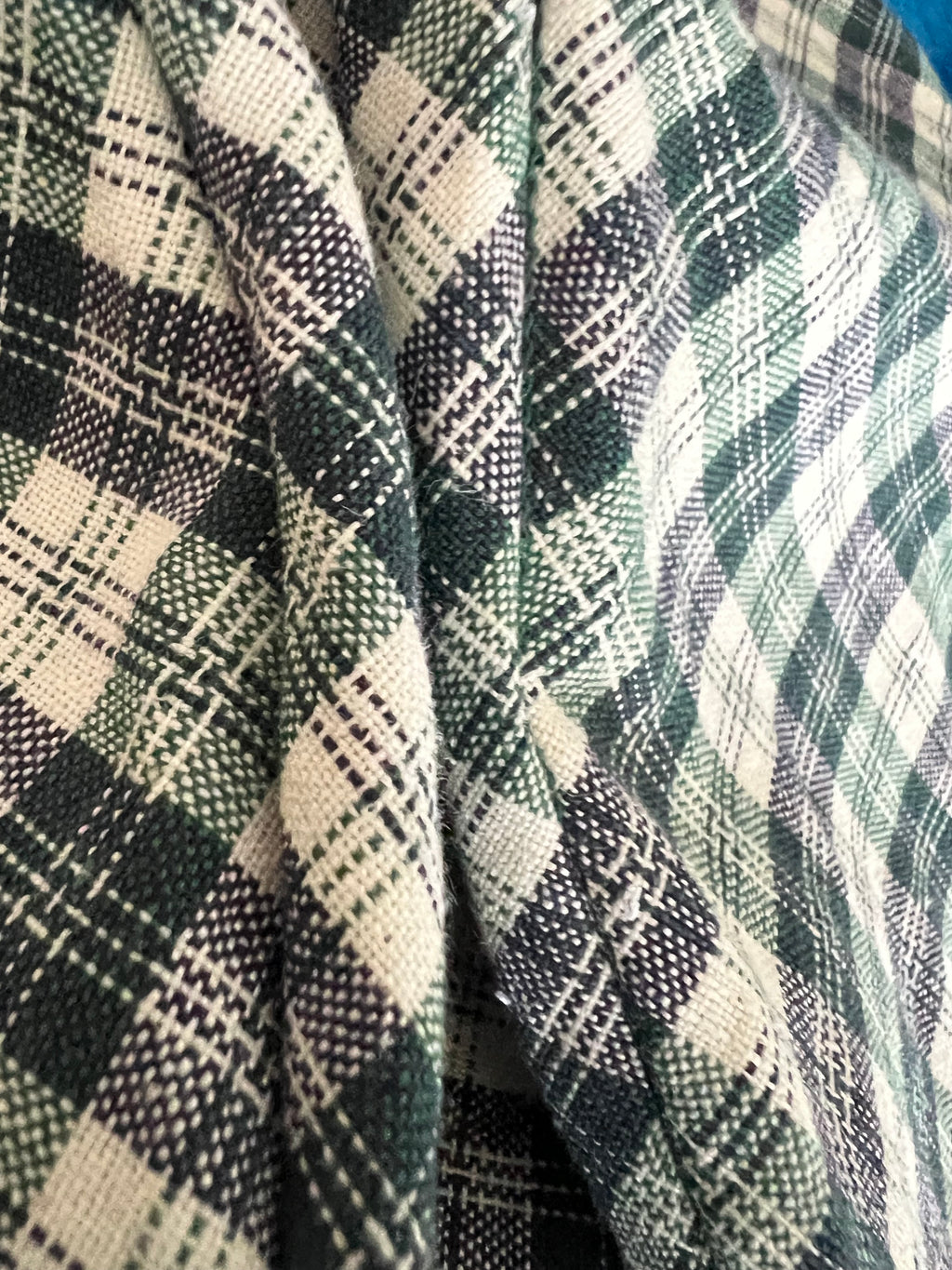 Vintage Green Plaid Cotton Trachten Dress-German Folk Checkered Midi Dress with Pockets