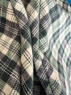 Vintage Green Plaid Cotton Trachten Dress-German Folk Checkered Midi Dress with Pockets