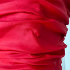 1980s JOHN CHARLES Red Strapless Gown Tiered Cocktail Drop Waist Prom Party