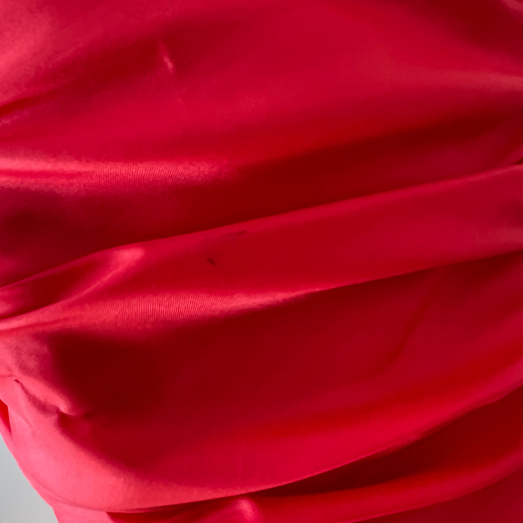 1980s JOHN CHARLES Red Strapless Gown Tiered Cocktail Drop Waist Prom Party