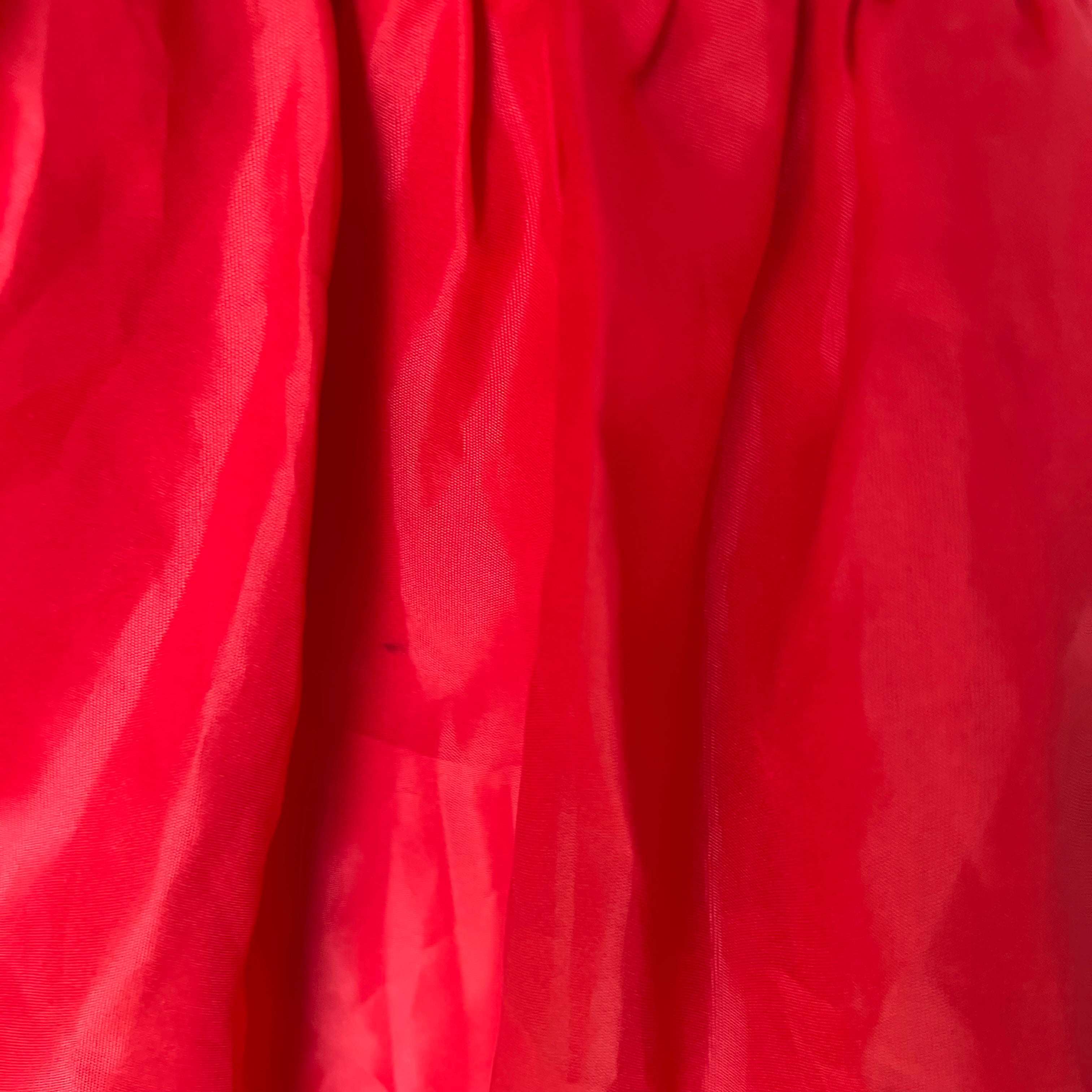 1980s JOHN CHARLES Red Strapless Gown Tiered Cocktail Drop Waist Prom Party