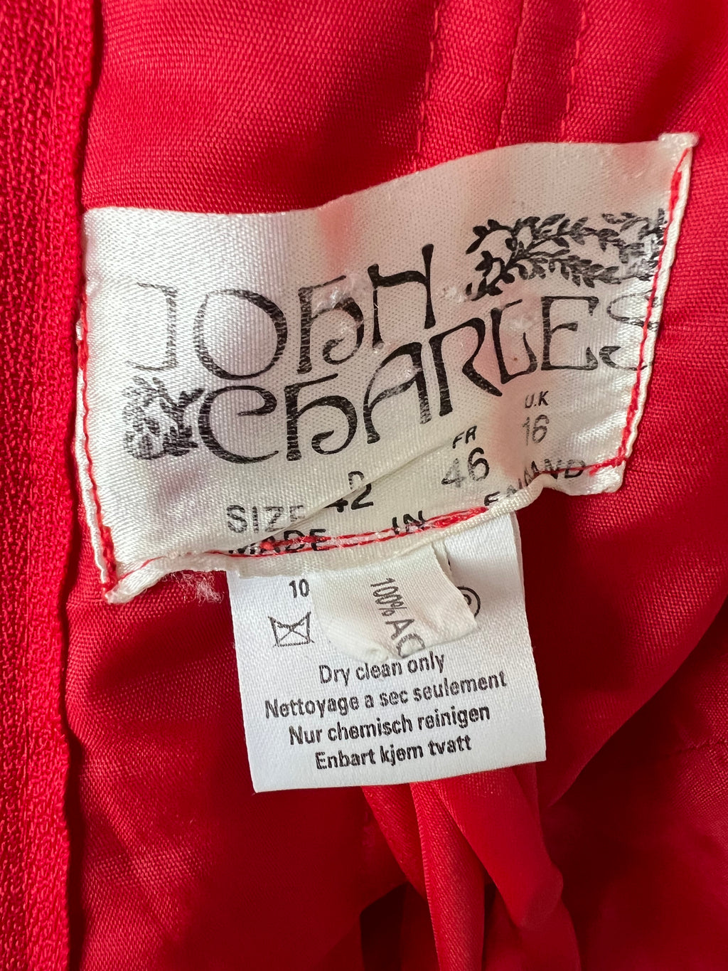 1980s JOHN CHARLES Red Strapless Gown Tiered Cocktail Drop Waist Prom Party