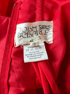 1980s JOHN CHARLES Red Strapless Gown Tiered Cocktail Drop Waist Prom Party