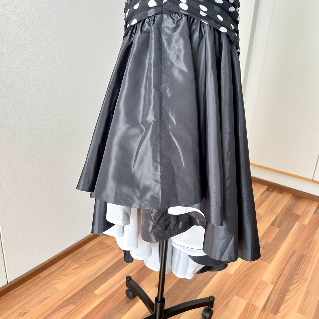 1980s Strapless Polka Dot Dress West Germany Asymmetrical Cocktail Party Gown EU 40