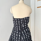1980s Strapless Polka Dot Dress West Germany Asymmetrical Cocktail Party Gown EU 40