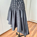1980s Strapless Polka Dot Dress West Germany Asymmetrical Cocktail Party Gown EU 40
