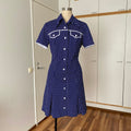70s DIOLEN LOFT Polka Dot Mod Mini Dress-Retro Secretary Day Dress