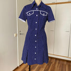 70s DIOLEN LOFT Polka Dot Mod Mini Dress-Retro Secretary Day Dress