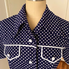 70s DIOLEN LOFT Polka Dot Mod Mini Dress-Retro Secretary Day Dress