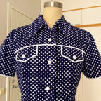 70s DIOLEN LOFT Polka Dot Mod Mini Dress-Retro Secretary Day Dress