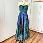 70s 80s VERA MONT Halter Neck Maxi Dress Floor Length Backless Cocktail Party Dress