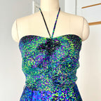 70s 80s VERA MONT Halter Neck Maxi Dress Floor Length Backless Cocktail Party Dress