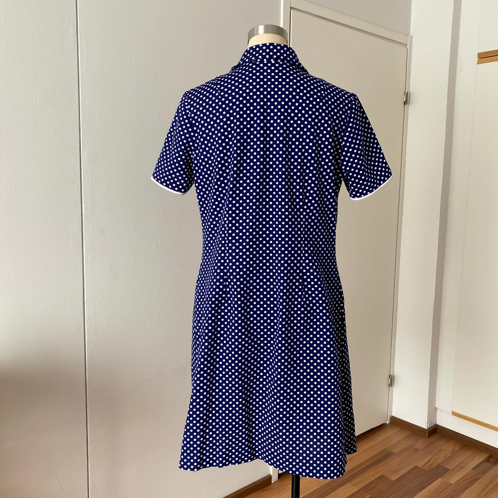 70s DIOLEN LOFT Polka Dot Mod Mini Dress-Retro Secretary Day Dress