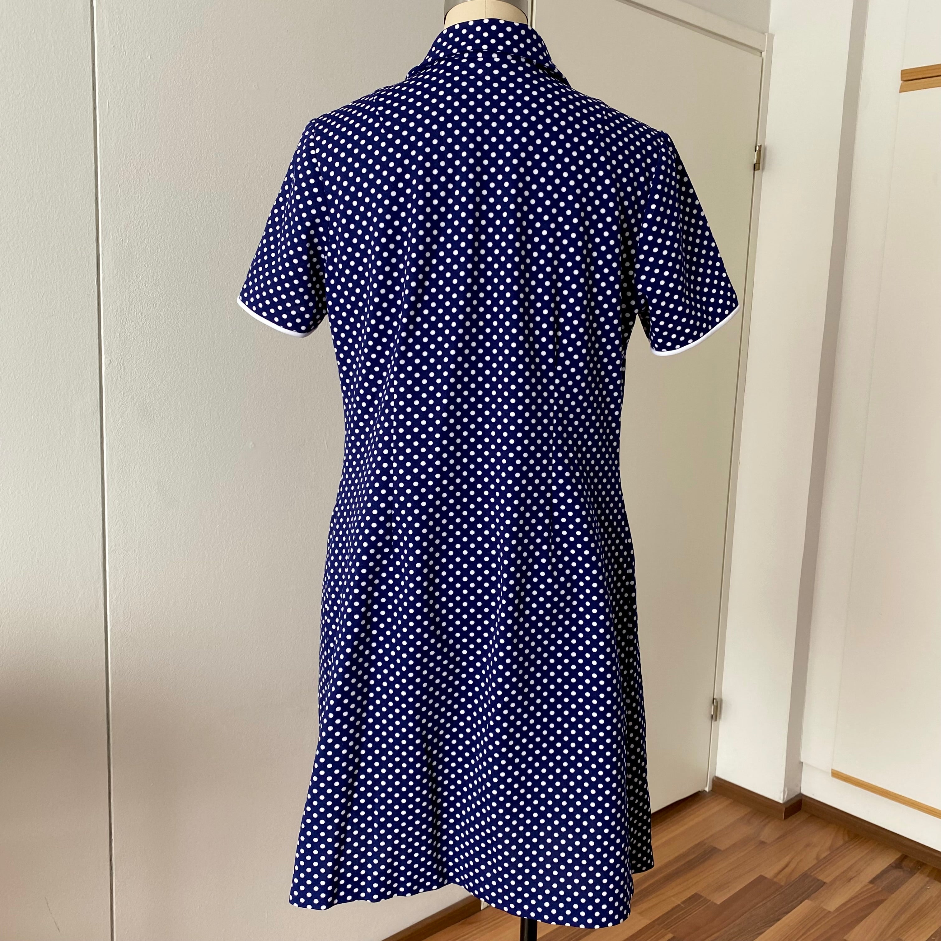 70s DIOLEN LOFT Polka Dot Mod Mini Dress-Retro Secretary Day Dress