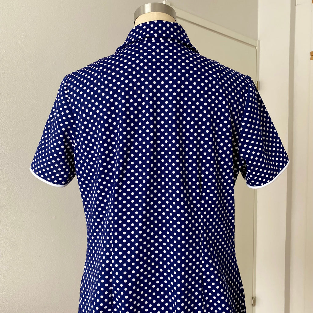 70s DIOLEN LOFT Polka Dot Mod Mini Dress-Retro Secretary Day Dress