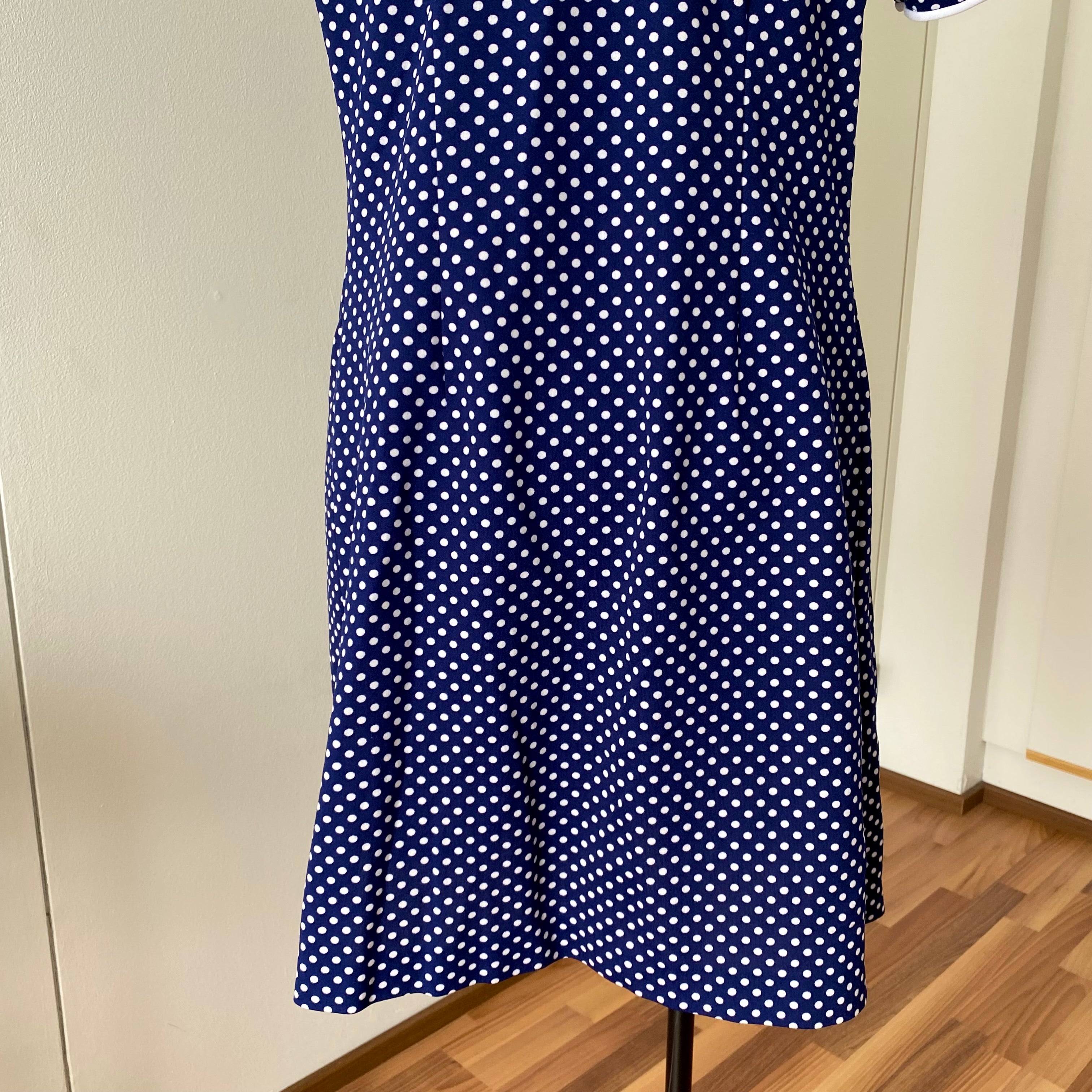 70s DIOLEN LOFT Polka Dot Mod Mini Dress-Retro Secretary Day Dress