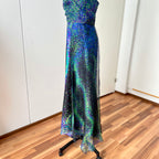 70s 80s VERA MONT Halter Neck Maxi Dress Floor Length Backless Cocktail Party Dress