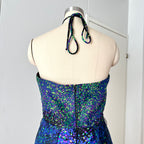 70s 80s VERA MONT Halter Neck Maxi Dress Floor Length Backless Cocktail Party Dress