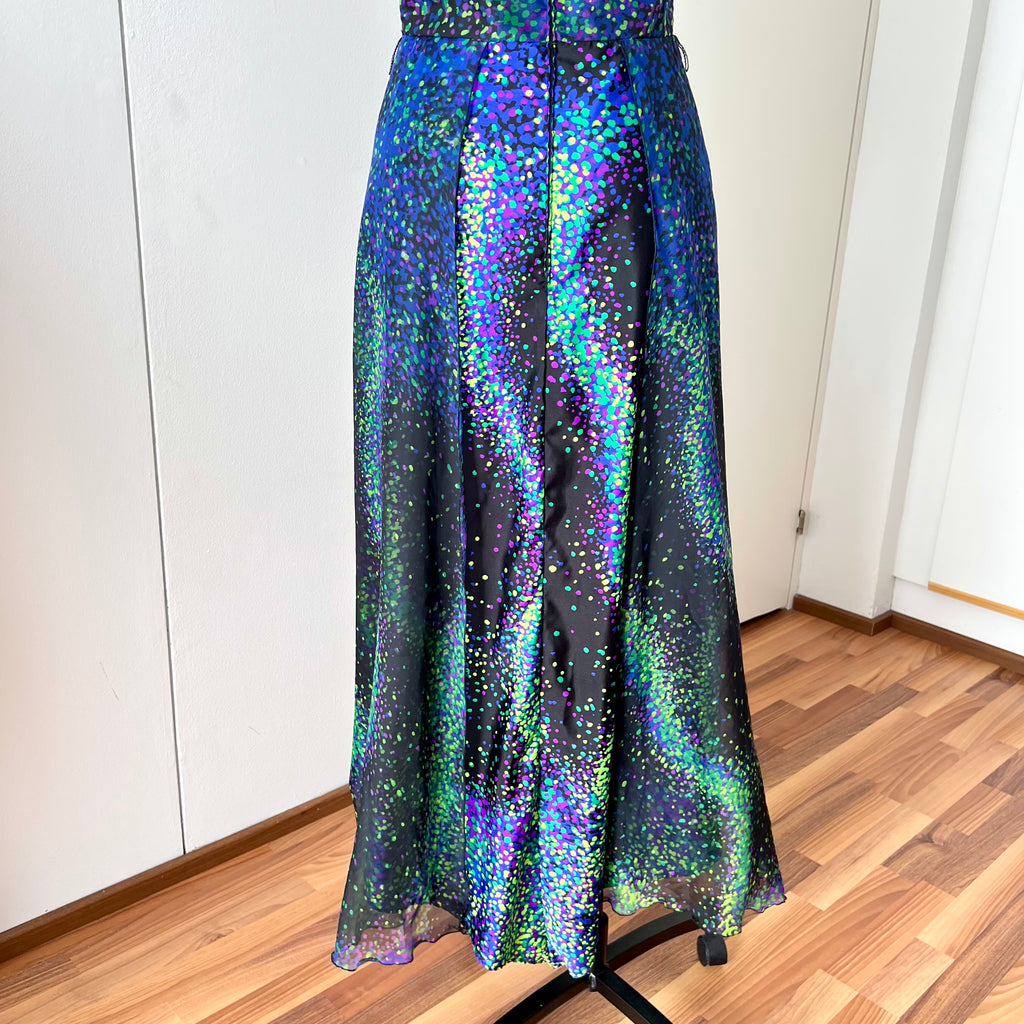 70s 80s VERA MONT Halter Neck Maxi Dress Floor Length Backless Cocktail Party Dress