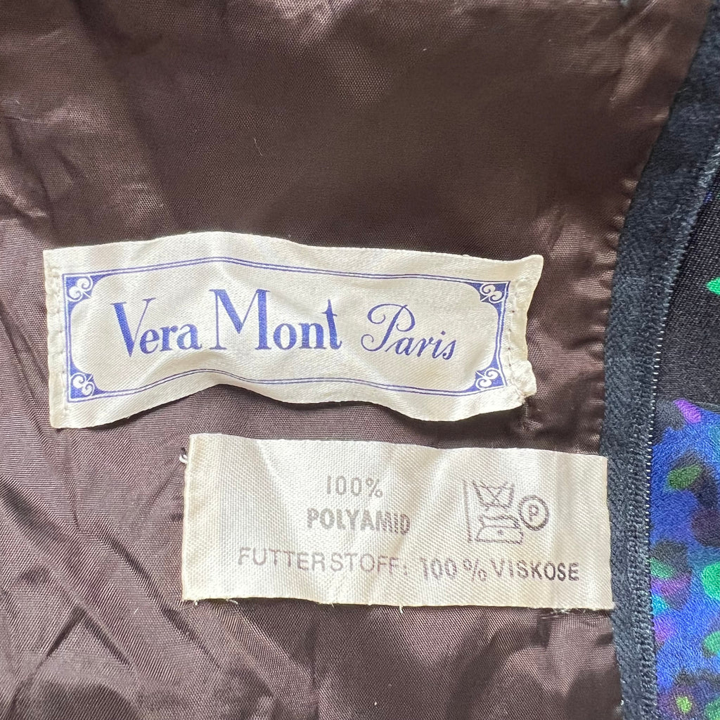 70s 80s VERA MONT Halter Neck Maxi Dress Floor Length Backless Cocktail Party Dress