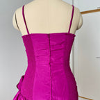 80s Vintage YESSICA Ruffle Party Dress-Spaghetti Straps Ruched Prom Gown