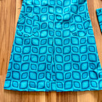 1970s Blue Mod Shift Mini Dress Geometric Print Go Go Twiggy Style Dress Retro EU 38