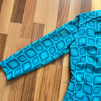 1970s Blue Mod Shift Mini Dress Geometric Print Go Go Twiggy Style Dress Retro EU 38