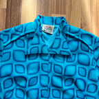 1970s Blue Mod Shift Mini Dress Geometric Print Go Go Twiggy Style Dress Retro EU 38