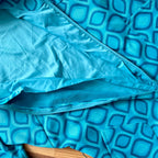 1970s Blue Mod Shift Mini Dress Geometric Print Go Go Twiggy Style Dress Retro EU 38