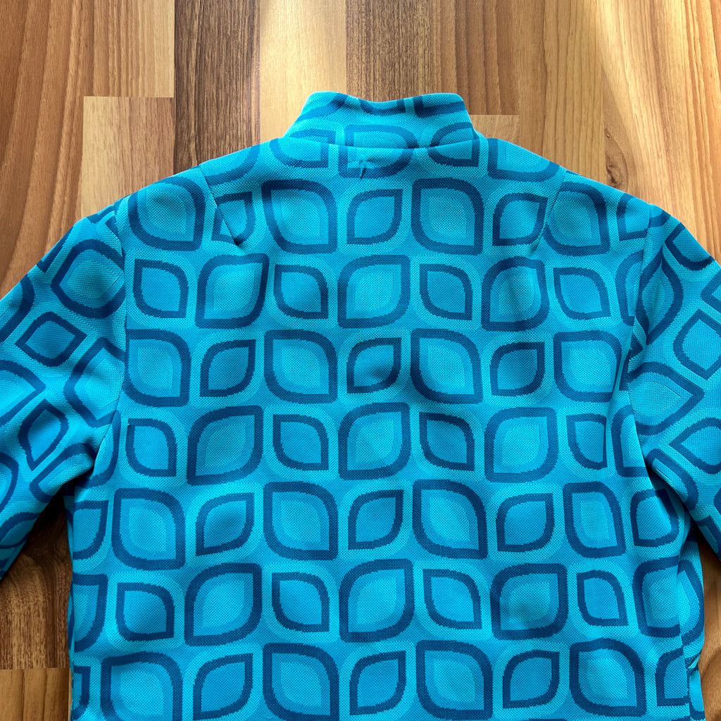 1970s Blue Mod Shift Mini Dress Geometric Print Go Go Twiggy Style Dress Retro EU 38